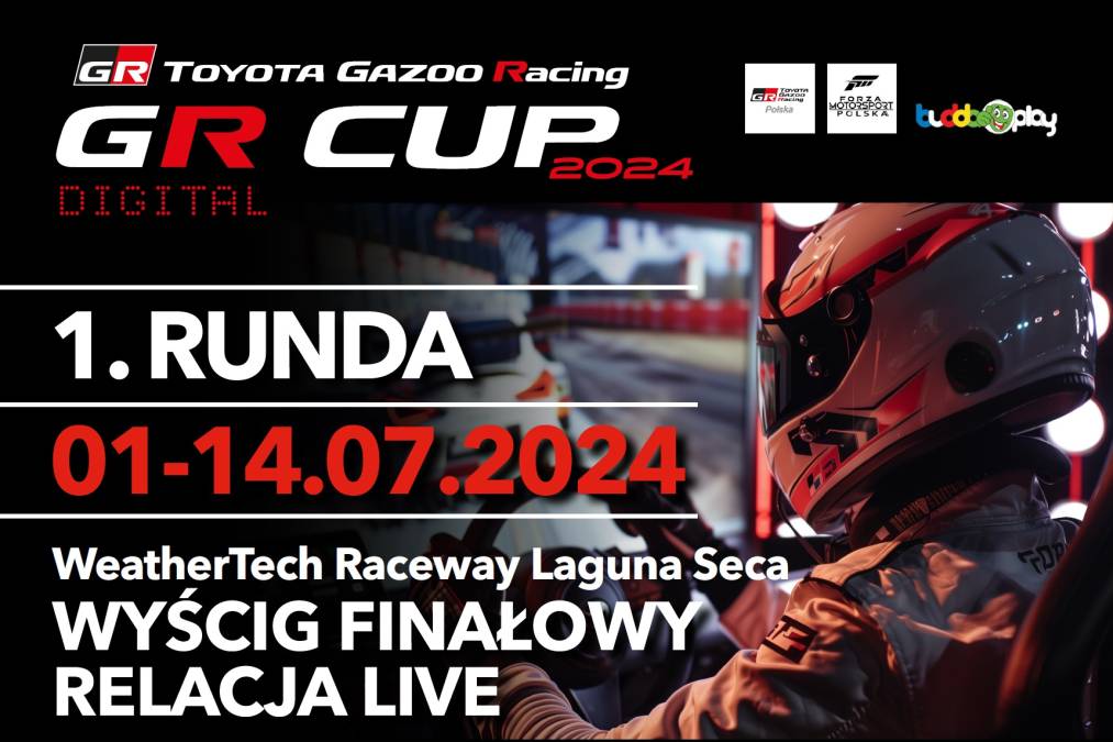 Relacja live z wyścigu finałowego - 1. runda TOYOTA GR CUP DIGITAL - Toyota GR Supra - Laguna Seca